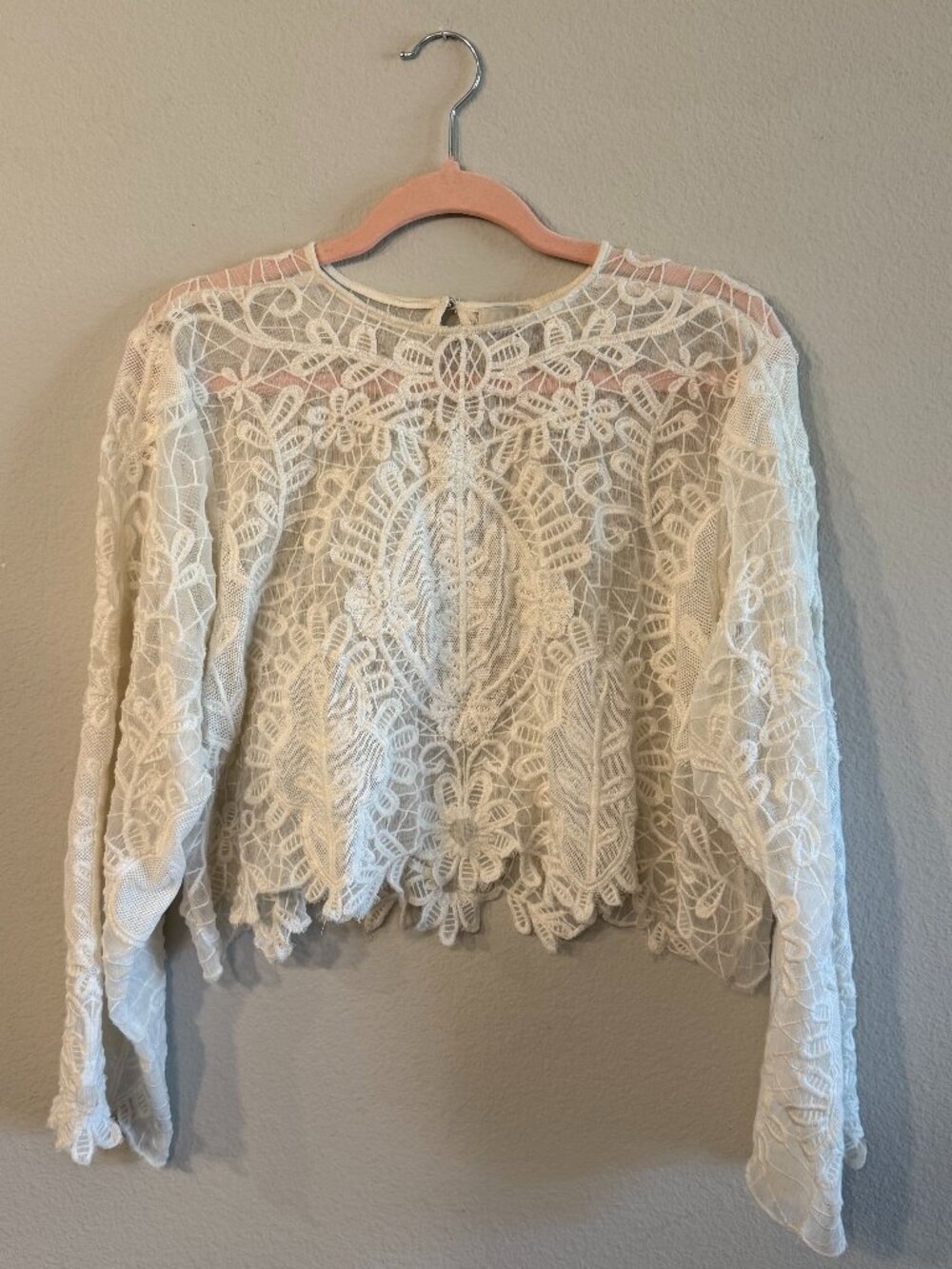 By Anthropologie Maeve Sheer Eyelet Long Sleeve Top Large NWOT - Picture 3 of 7